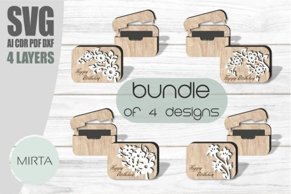 Download Floral Gift Card Holder Bundle Svg Laser - Gift card holder Collection