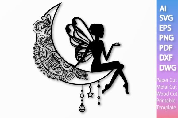 Download Fairy on the Moon Paper/Laser SVG File#6 - Laser svg file Collection