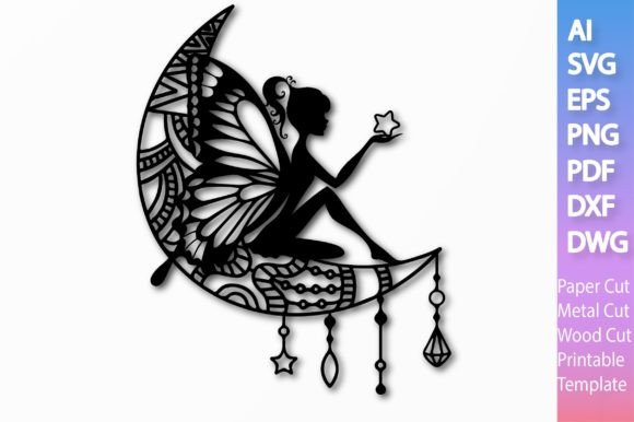 Download Fairy on the Moon Paper/Laser SVG File#3 - Laser svg file Collection