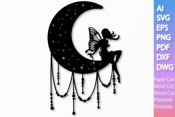 Download Fairy on the Moon Paper/Laser SVG File#4 - Laser svg file Collection