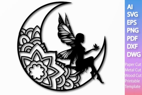 Download Fairy on the Moon Paper/Laser SVG File#2 - Laser svg file Collection