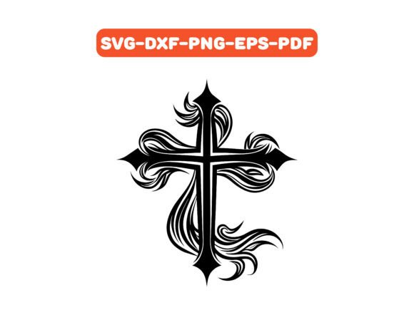 Download Swirling Flame Cross Design SVG Vector - Cross design svg Collection
