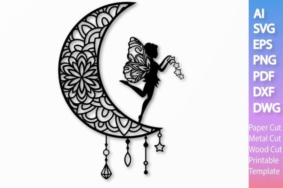 Download Fairy on the Moon Paper/Laser SVG File#5 - Laser svg file Collection