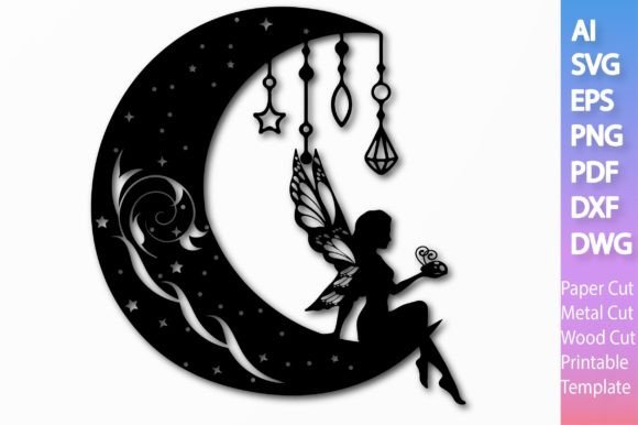 Download Fairy on the Moon Paper/Laser SVG File#1 - Laser svg file Collection