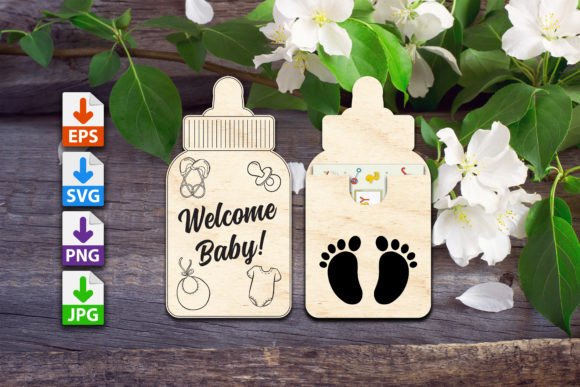 Download Welcome Baby Bottle Gift Card Holder - Premium Resources